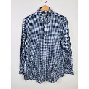 L.L.Bean Gingham Button Down Shirt Wrinkle Resistant Blue‎ White Cotton Small